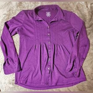 Purple Button Up Blouse LL Bean